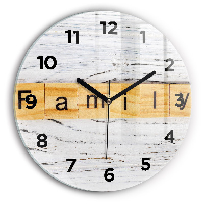 Horloge ronde en verre Inscription familiale