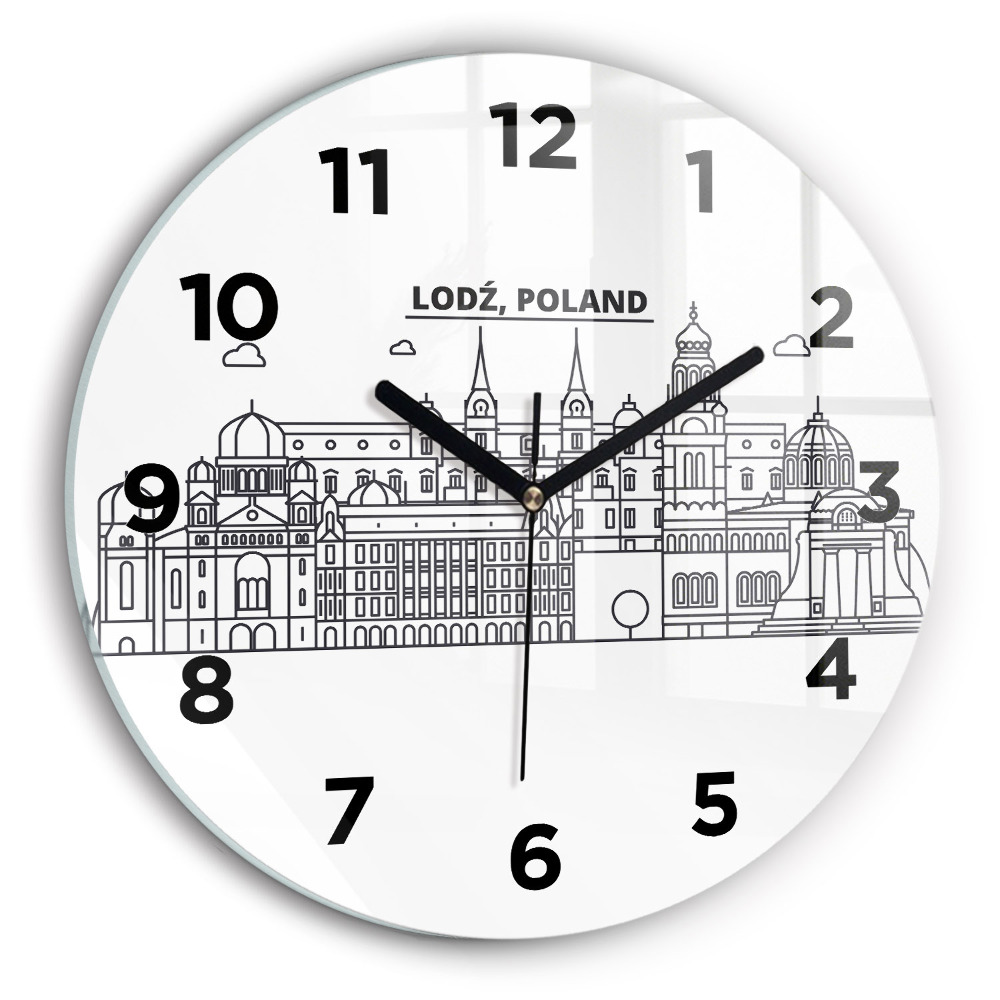 Horloge ronde en verre Łódź architecture panorama