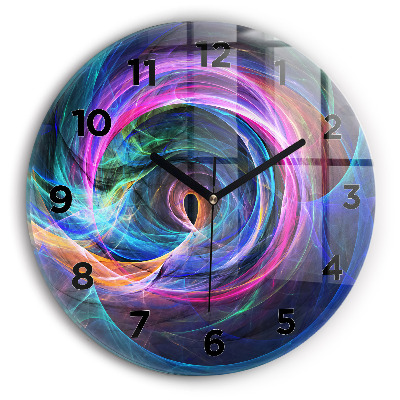Horloge ronde en verre Fractale colorée