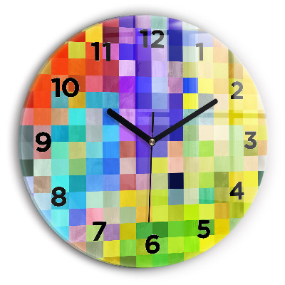 Pendule murale ronde Composition de carrés