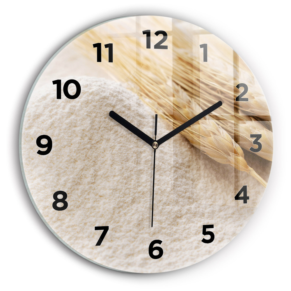 Horloge ronde en verre Farine et épis