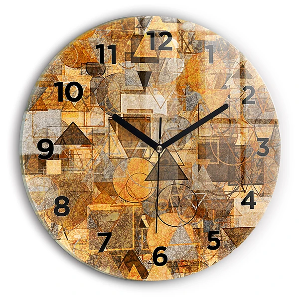 Horloge ronde en verre Formes géométriques
