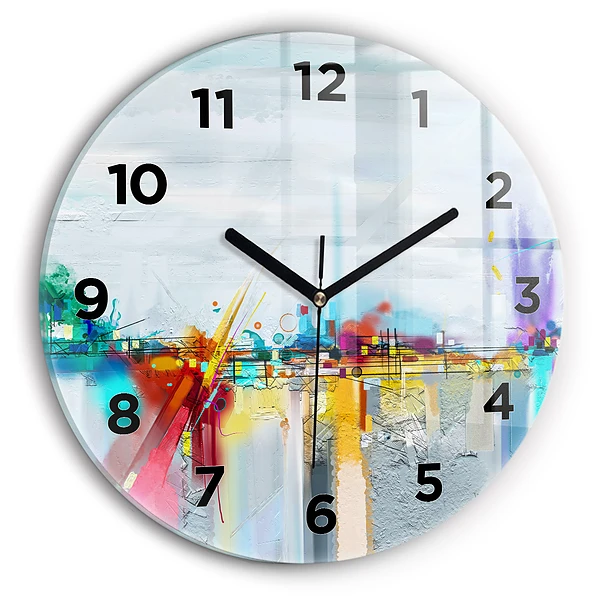 Horloge ronde Paysage abstrait à l'huile