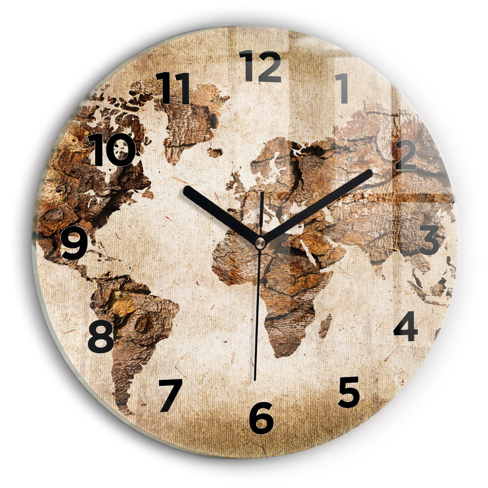 Horloge ronde murale Carte du monde ancienne