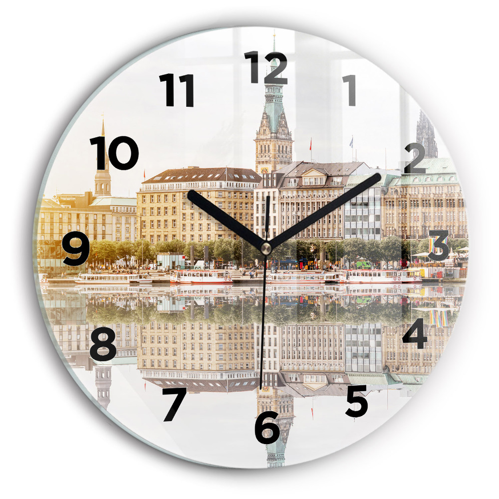 Horloge ronde murale Fleuve Hambourg Allemagne