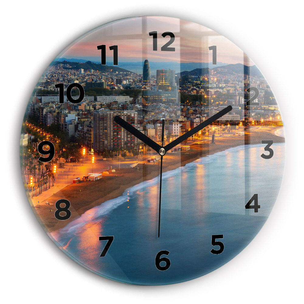 Horloge ronde murale Plage de Barcelone