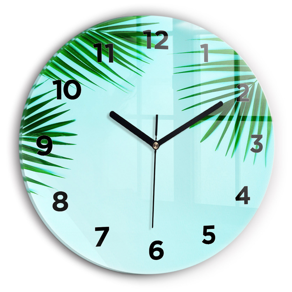 Pendule murale ronde Palmiers verts