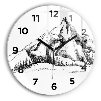 Horloge ronde Montagnes dessinées