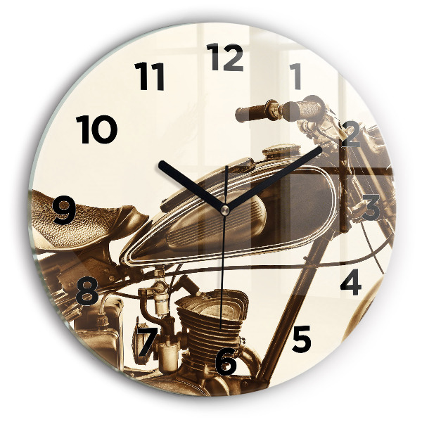 Horloge ronde Moto sépia Vintage