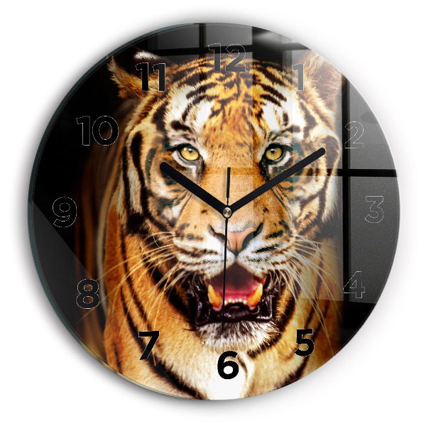 Pendule murale ronde Tigre aux yeux sauvages