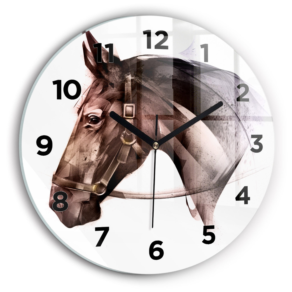Horloge ronde Profil peint d'un cheval