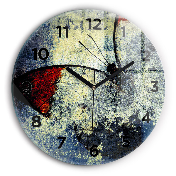 Pendule murale ronde Papillon style vintage