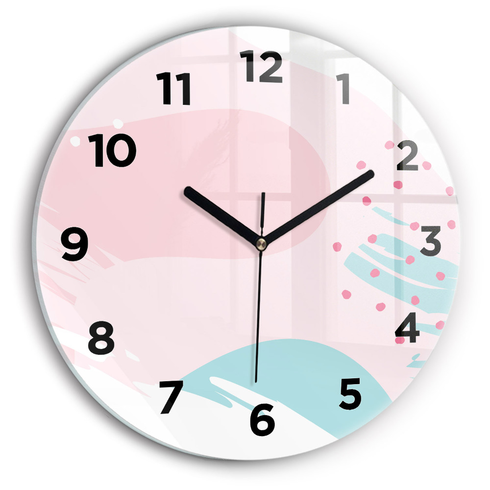 Horloge ronde en verre Abstraction pastel