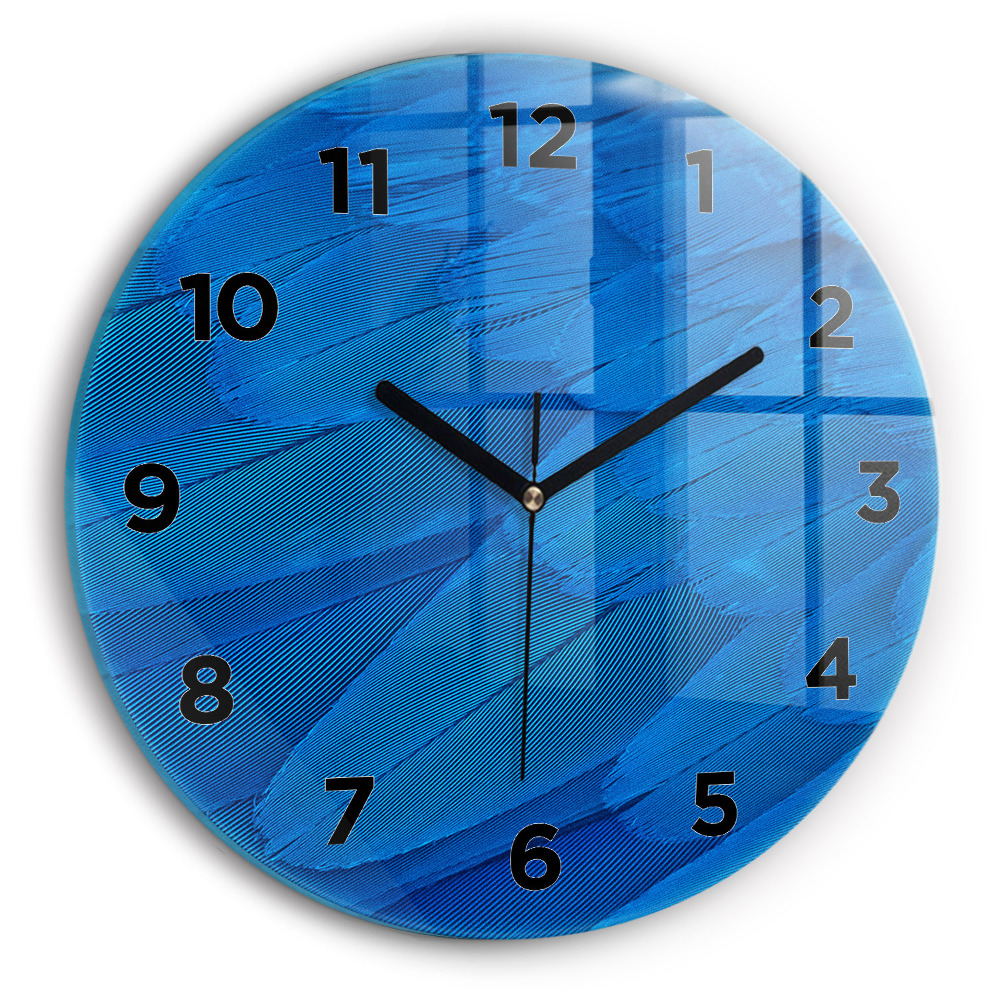 Horloge ronde en verre Plume d'oiseau