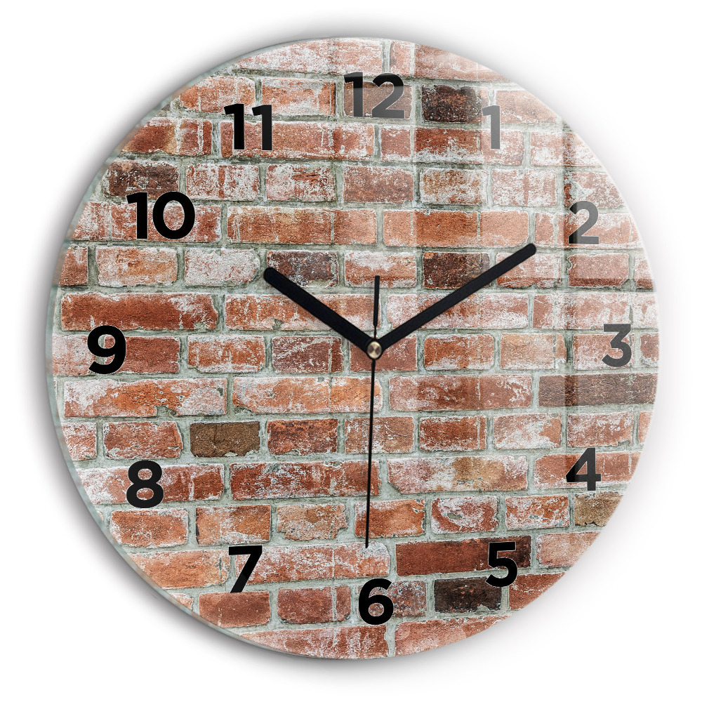 Horloge ronde en verre Mur de briques