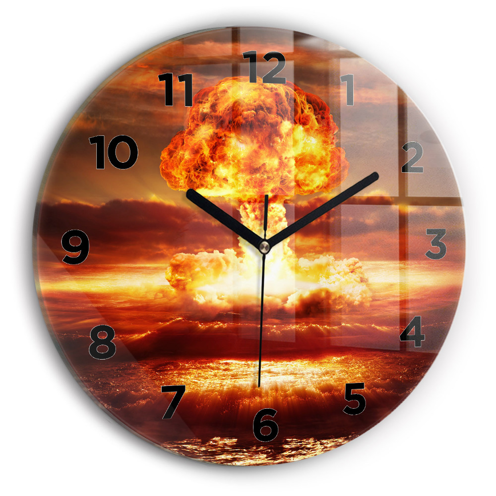 Horloge ronde en verre Explosion d'une bombe atomique