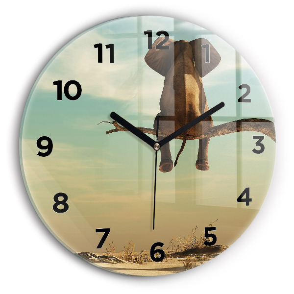 Horloge ronde Éléphant dans un arbre