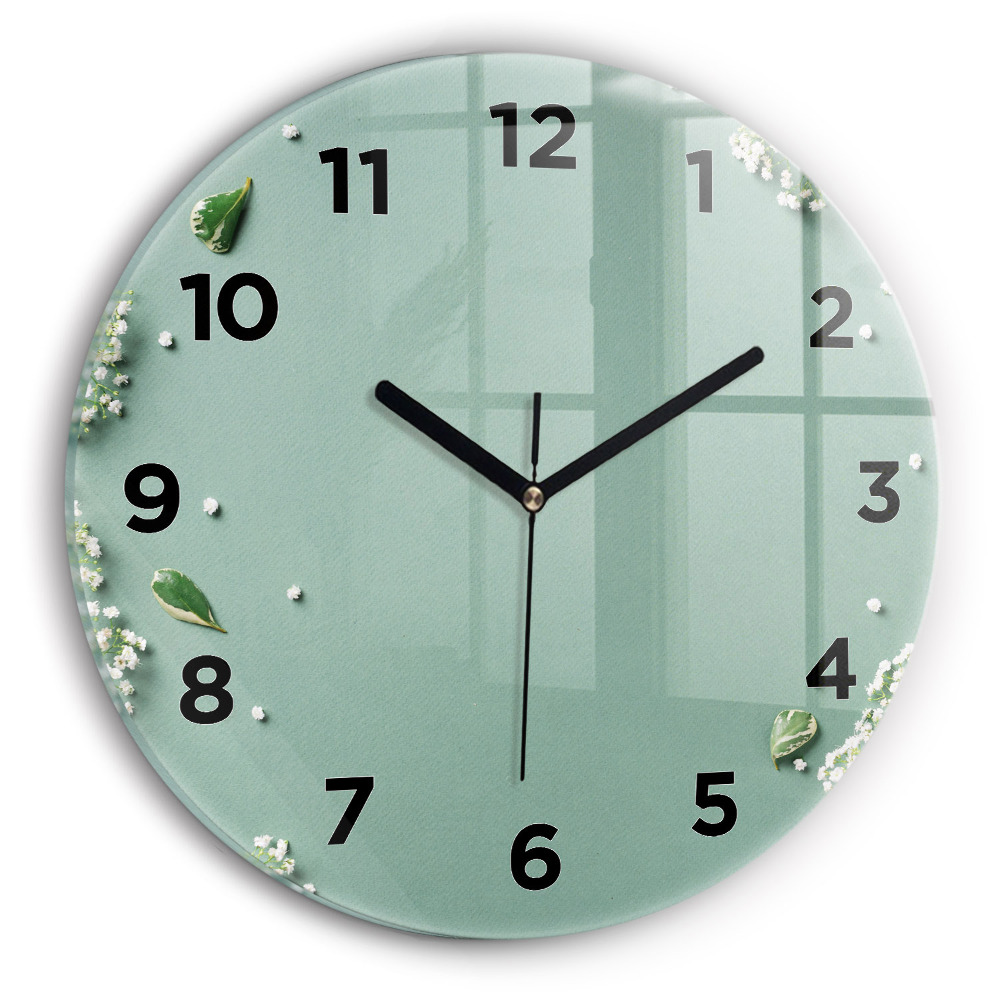 Horloge ronde en verre Fleurs délicates