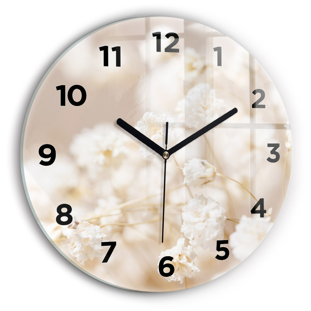 Horloge ronde Petites fleurs blanches