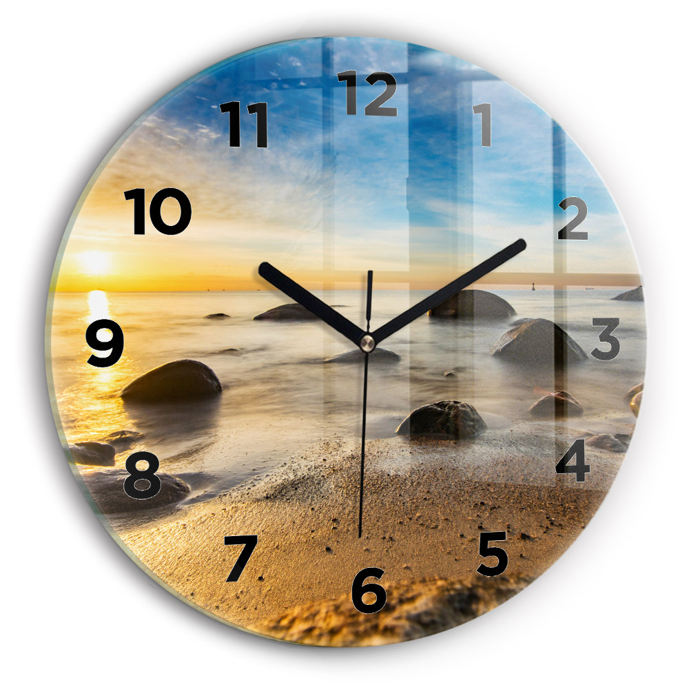Horloge ronde murale Lever de soleil sur la mer Baltique