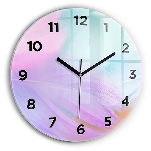 Horloge ronde Plumes colorées
