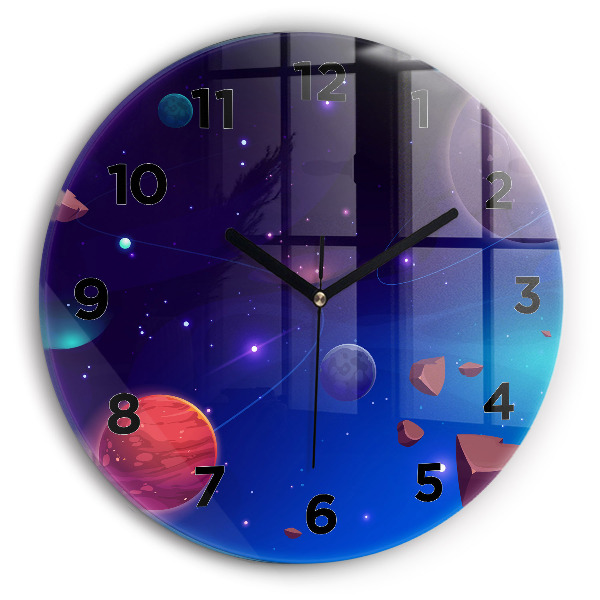 Pendule murale ronde Planètes galaxie