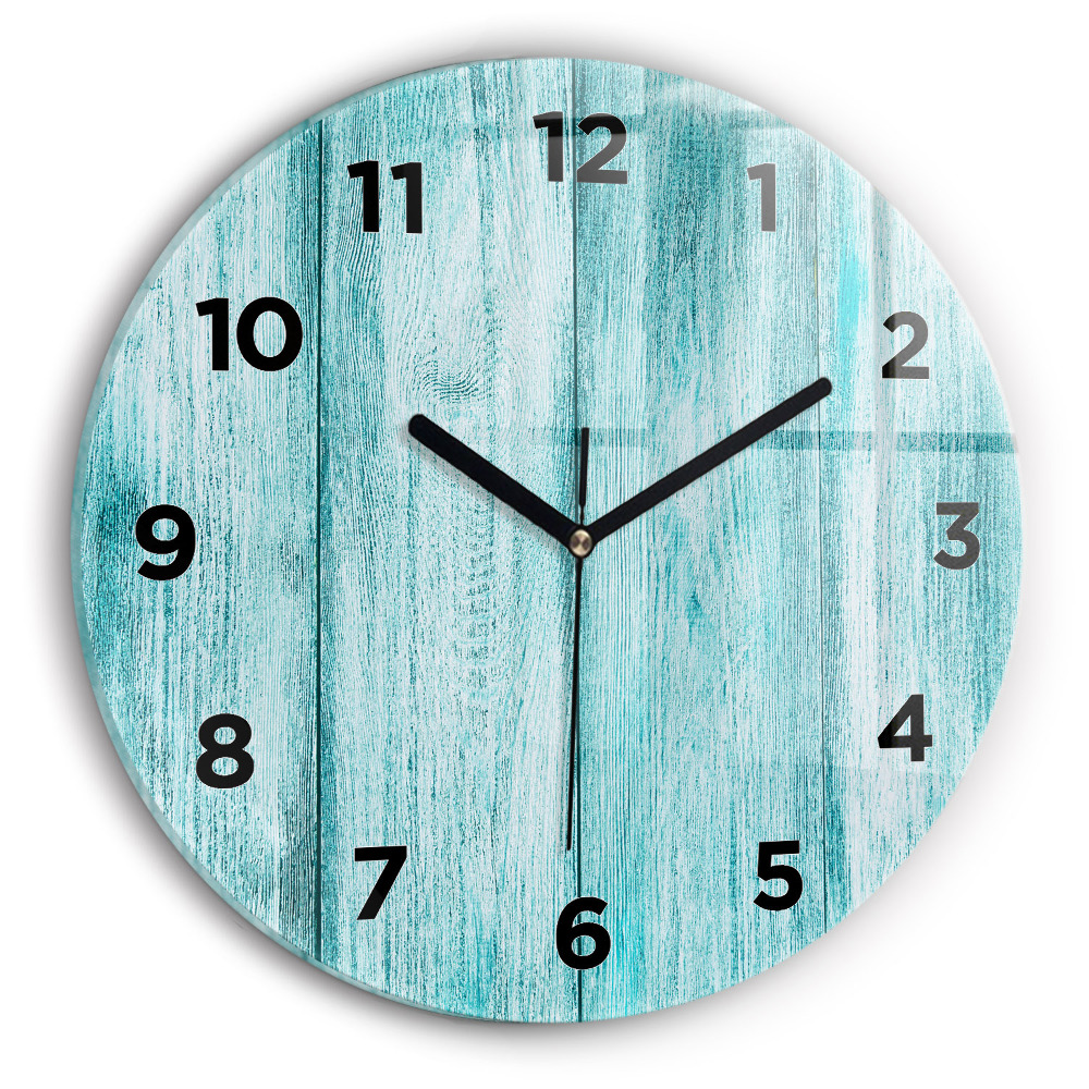 Horloge ronde murale Vieux bois bleu