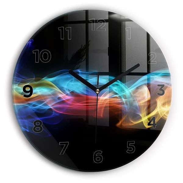 Horloge ronde en verre Lignes abstraites colorées