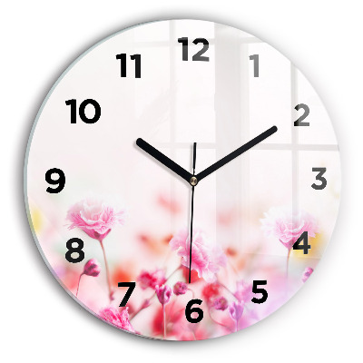 Horloge ronde en verre Fleurs dans une prairie