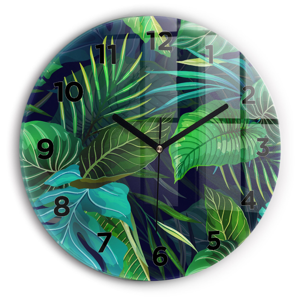 Horloge ronde Feuilles exotiques