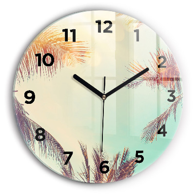 Horloge ronde murale Palmiers tropicaux