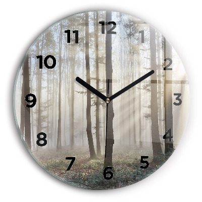 Horloge ronde Forêt dans la brume