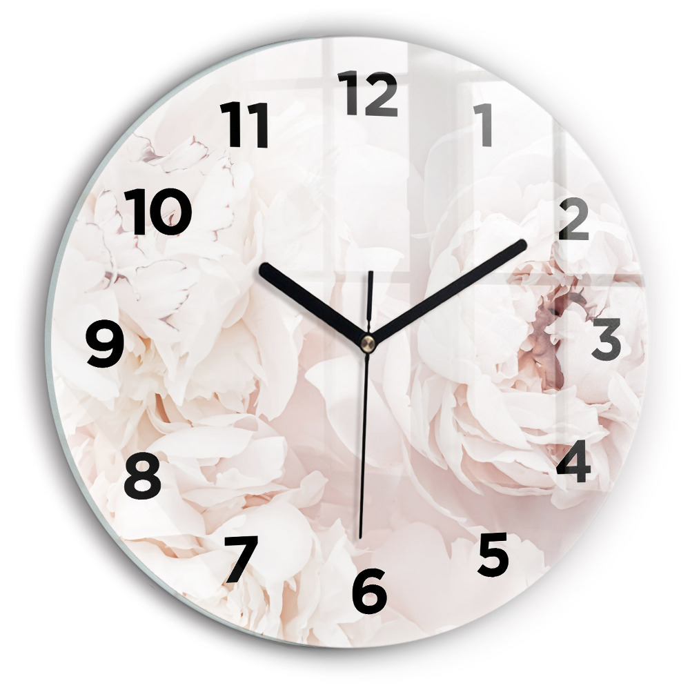 Pendule murale ronde Fleurs de pivoine