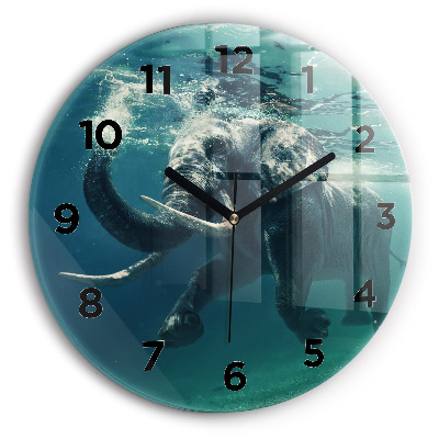 Horloge ronde murale Éléphant flottant dans l'océan