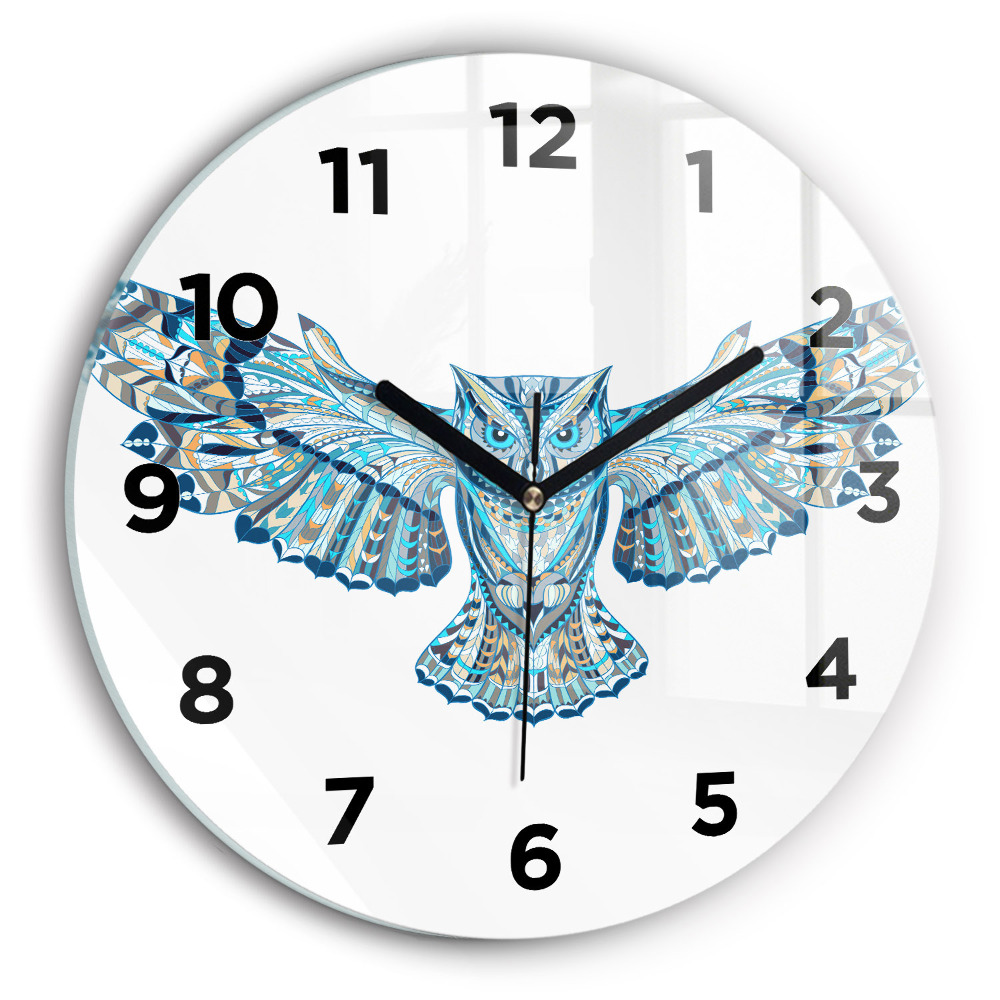 Horloge ronde en verre Hibou en vol