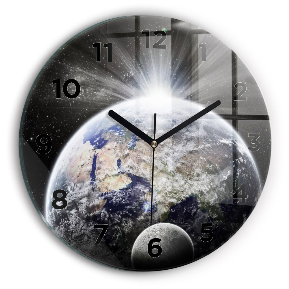 Horloge ronde murale Terre Lune Soleil
