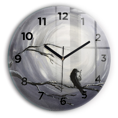 Horloge ronde Corbeau au clair de lune