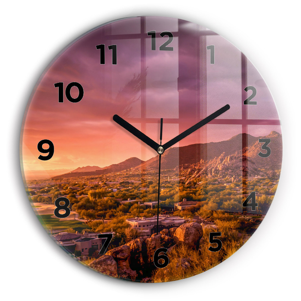 Horloge ronde murale Coucher de soleil à North Scottsdale