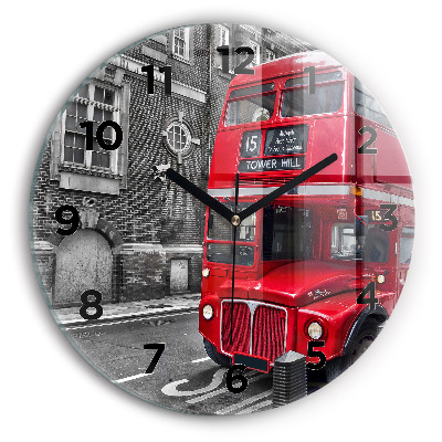 Horloge ronde murale Bus rouge à impériale
