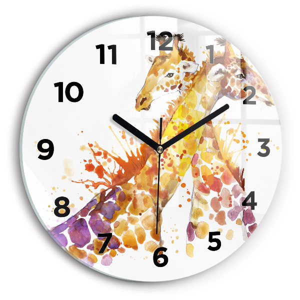 Pendule murale ronde Girafe - aquarelle