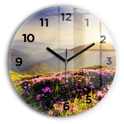 Horloge ronde en verre Paysage de montagne