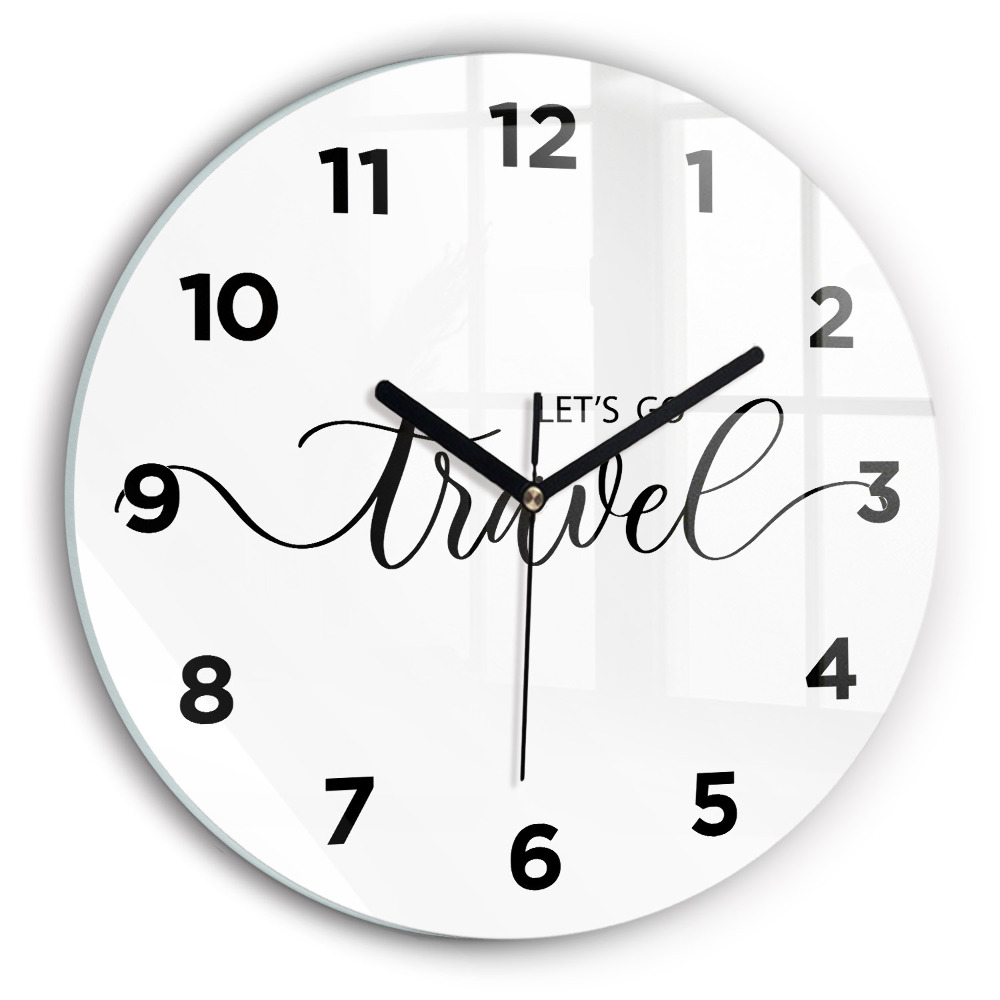 Horloge ronde en verre Inscription de voyage