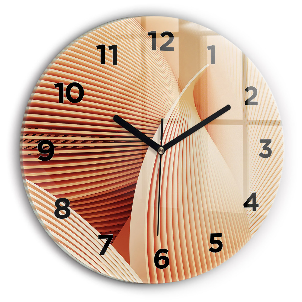 Horloge ronde en verre Motif abstrait de vagues
