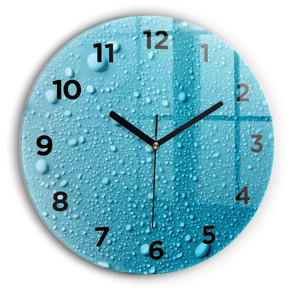 Pendule murale ronde Gouttes d'eau sur verre