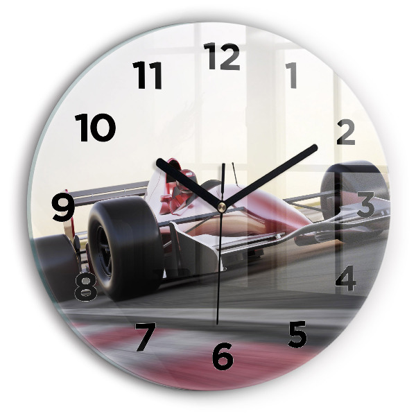 Horloge ronde en verre Voiture de course sportive