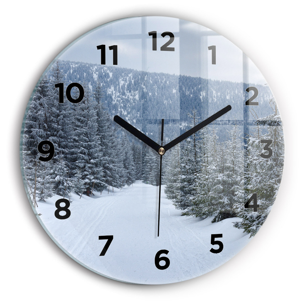 Pendule murale ronde Montagnes géantes de Bohême en hiver