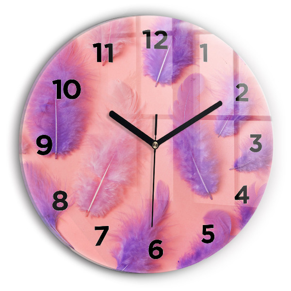 Horloge ronde en verre Plumes colorées