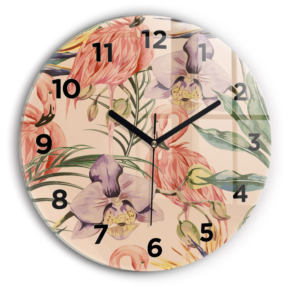 Horloge ronde murale Feuilles de palmier tropicales