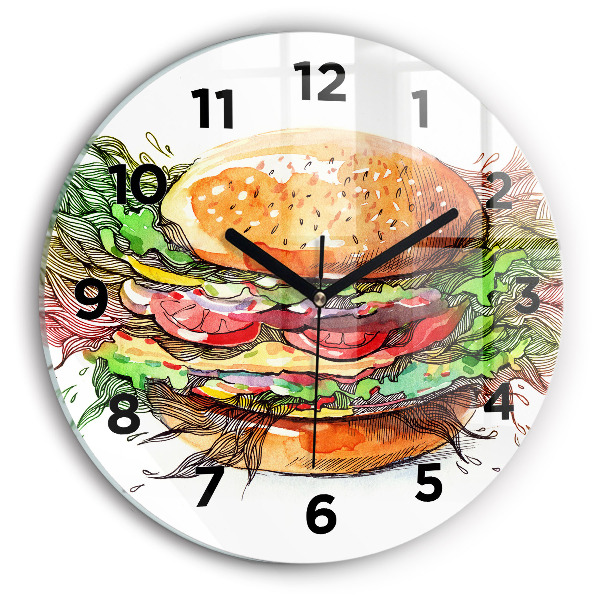 Pendule murale ronde Hamburger au fromage XXL