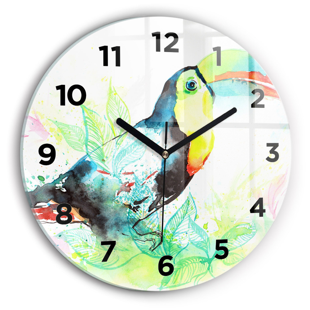 Horloge ronde Toucan dans l'herbe